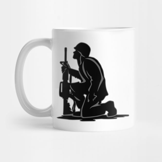 Military Serviceman Kneeling Warrior Tribute Illustration by hobrath